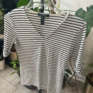 Ralph Lauren Black and White Striped Long Sleeve Top
